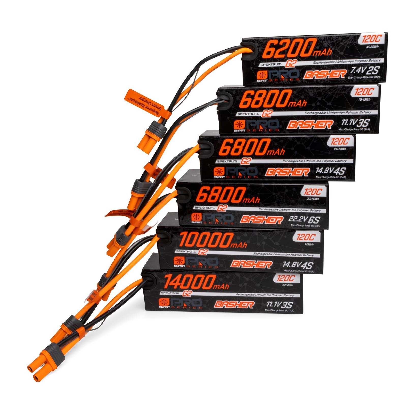 Spektrum 14.8V 6800mAh 4S 120C Smart G2 Pro Basher LiPo Battery: IC5