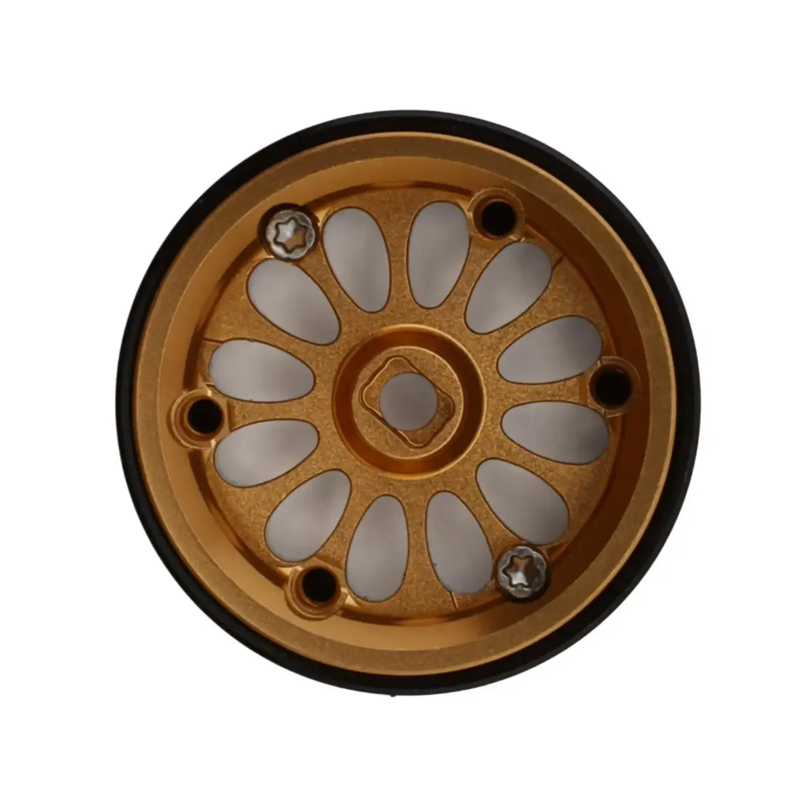 0.7" D19 Ripple Aluminum Micro Crawler Beadlock Wheels (Gold) (4) (4.2g ea) (0.5mm Offset)
