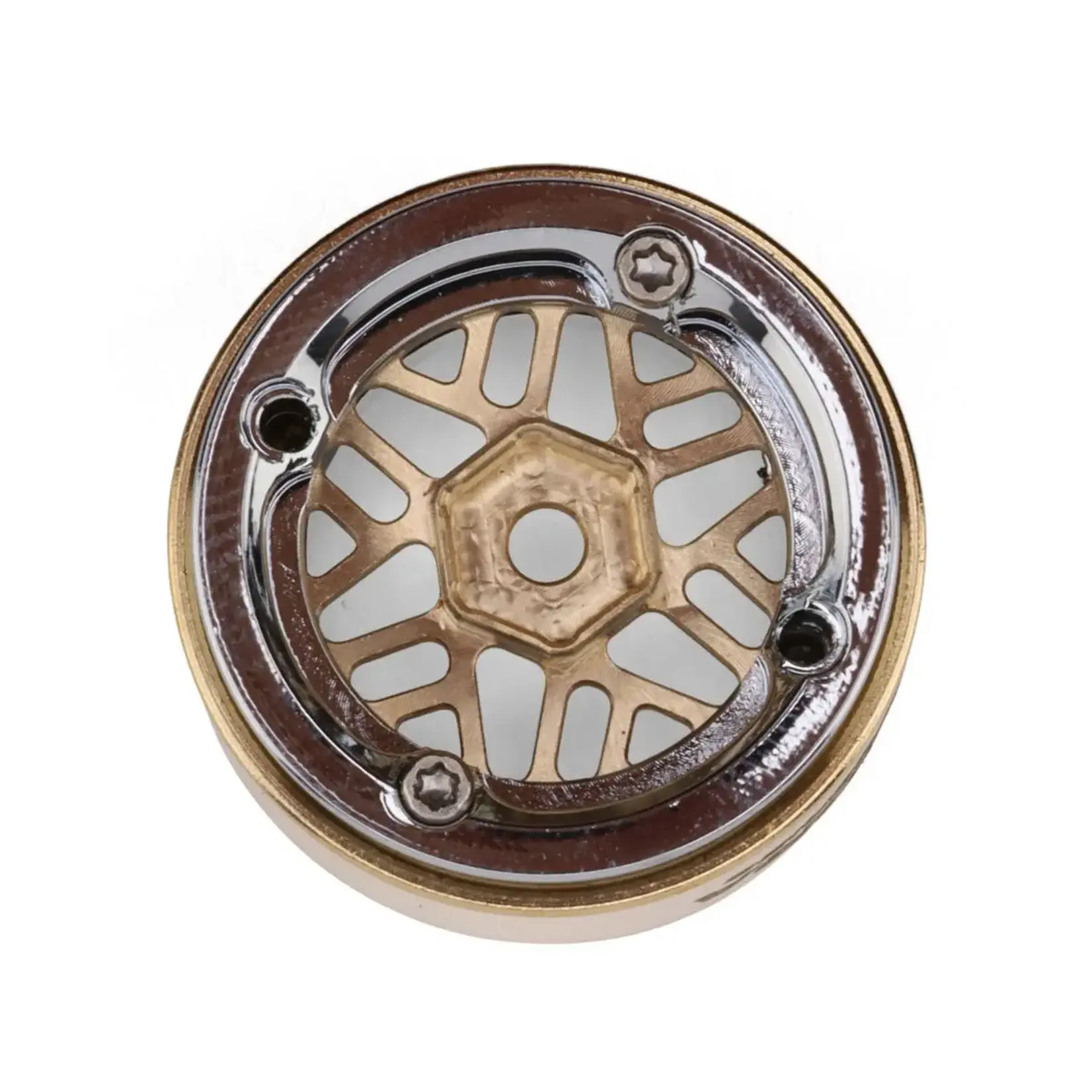 0.7" D19 ModuWheel Brass & Aluminum Beadlock Wheels (Gold) (4) (9.4g ea) (-2mm Offset)