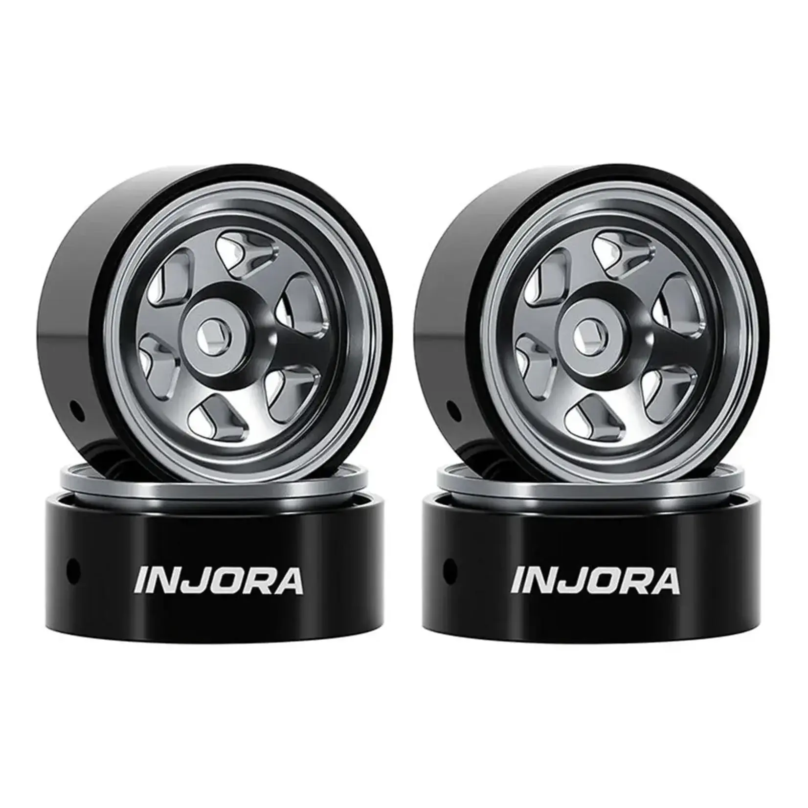 Axial SCX30 0.7" 6-Spoke Aluminum Micro Rock Crawler Beadlock Wheels (Titanium) (4) (4g ea)