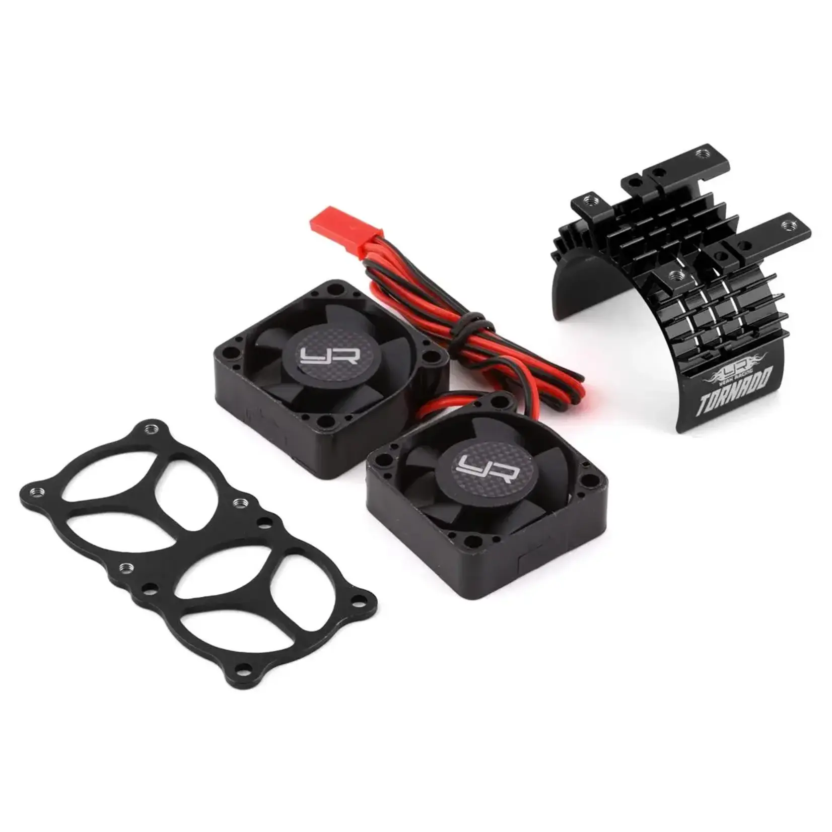 Yeah Racing Aluminum 540/550 Motor Heat Sink w/Twin Tornado Fans (Black)