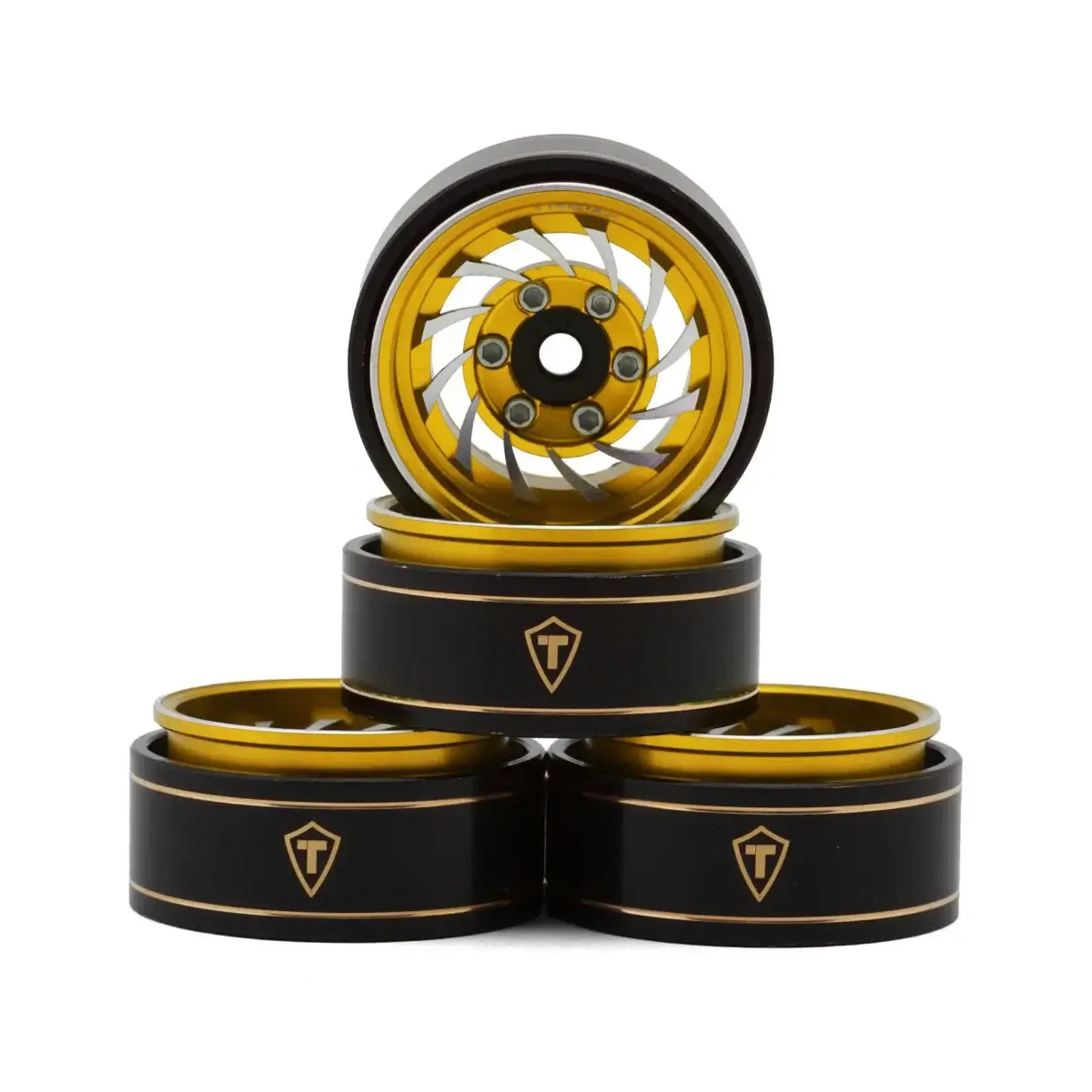 Treal Hobby Type L 1.0" Aluminum Cyclone Beadlock Wheels (Gold) (4) (27.5g ea)