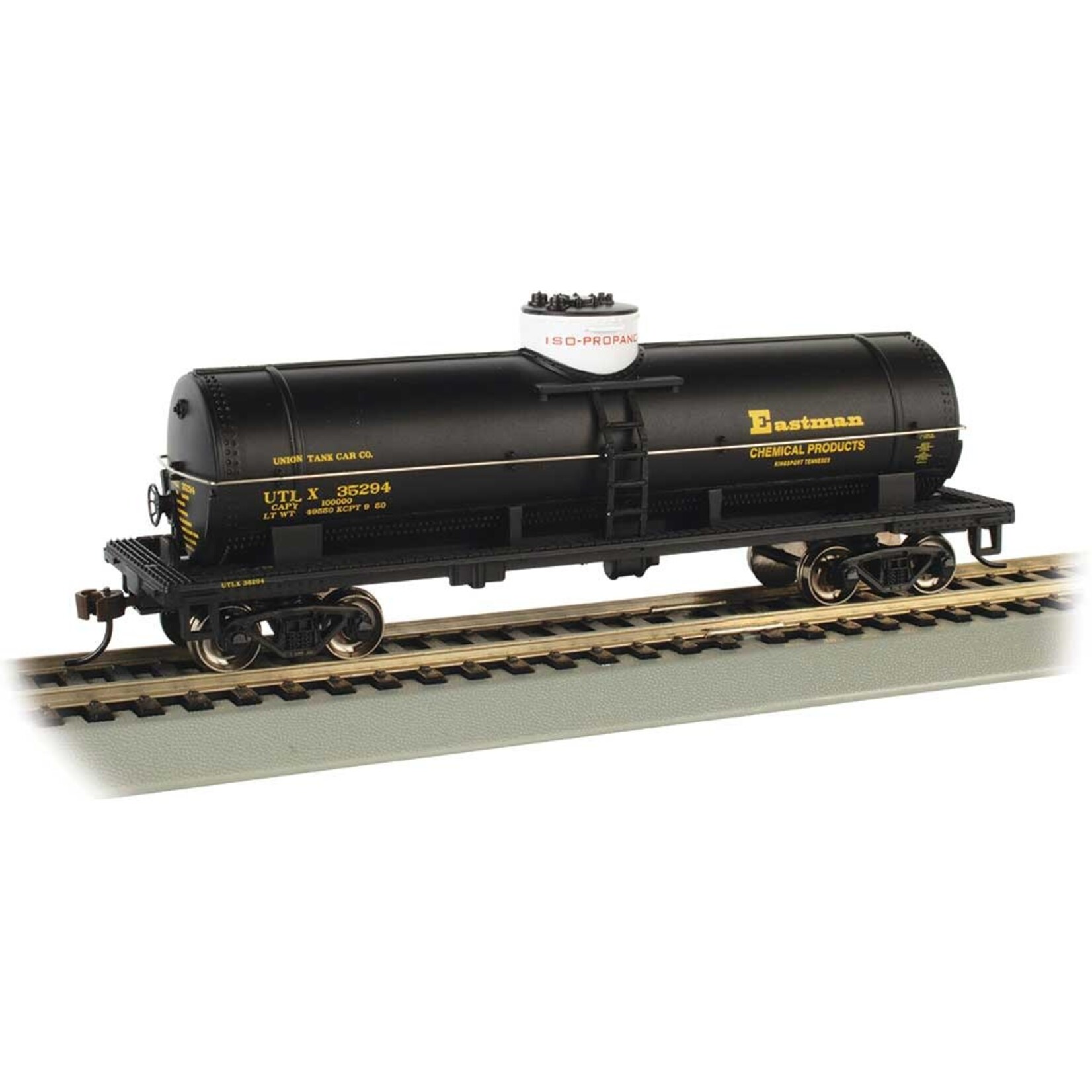 Bachmann HO 40' Single-Dome Tank Car Eastman Chemical Products UTLX 35294 (black, yellow, white)