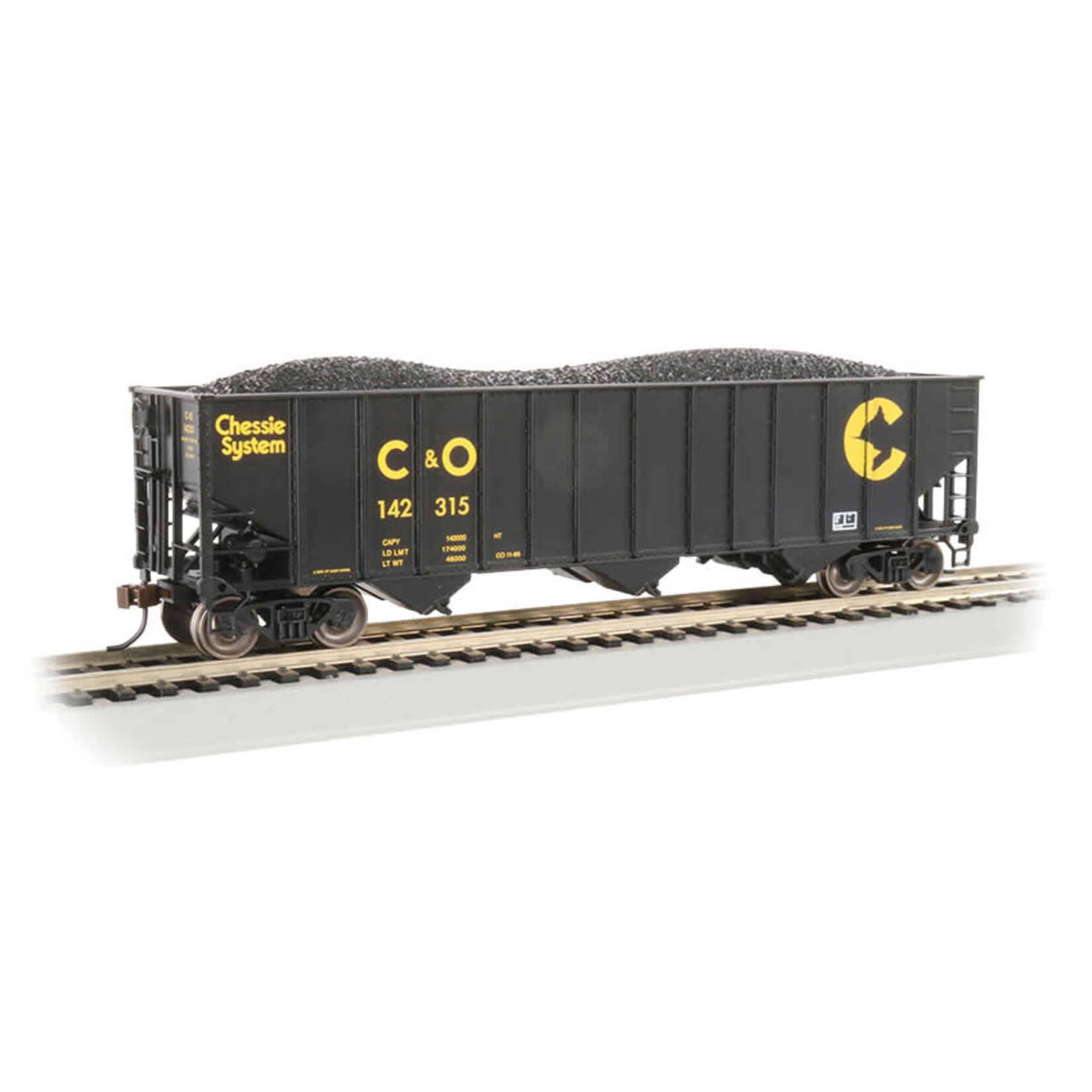 Bachmann HO Bethlehem Steel 3-Bay 100-Ton Open Hopper Chessie C&O 142315 (black, yellow)