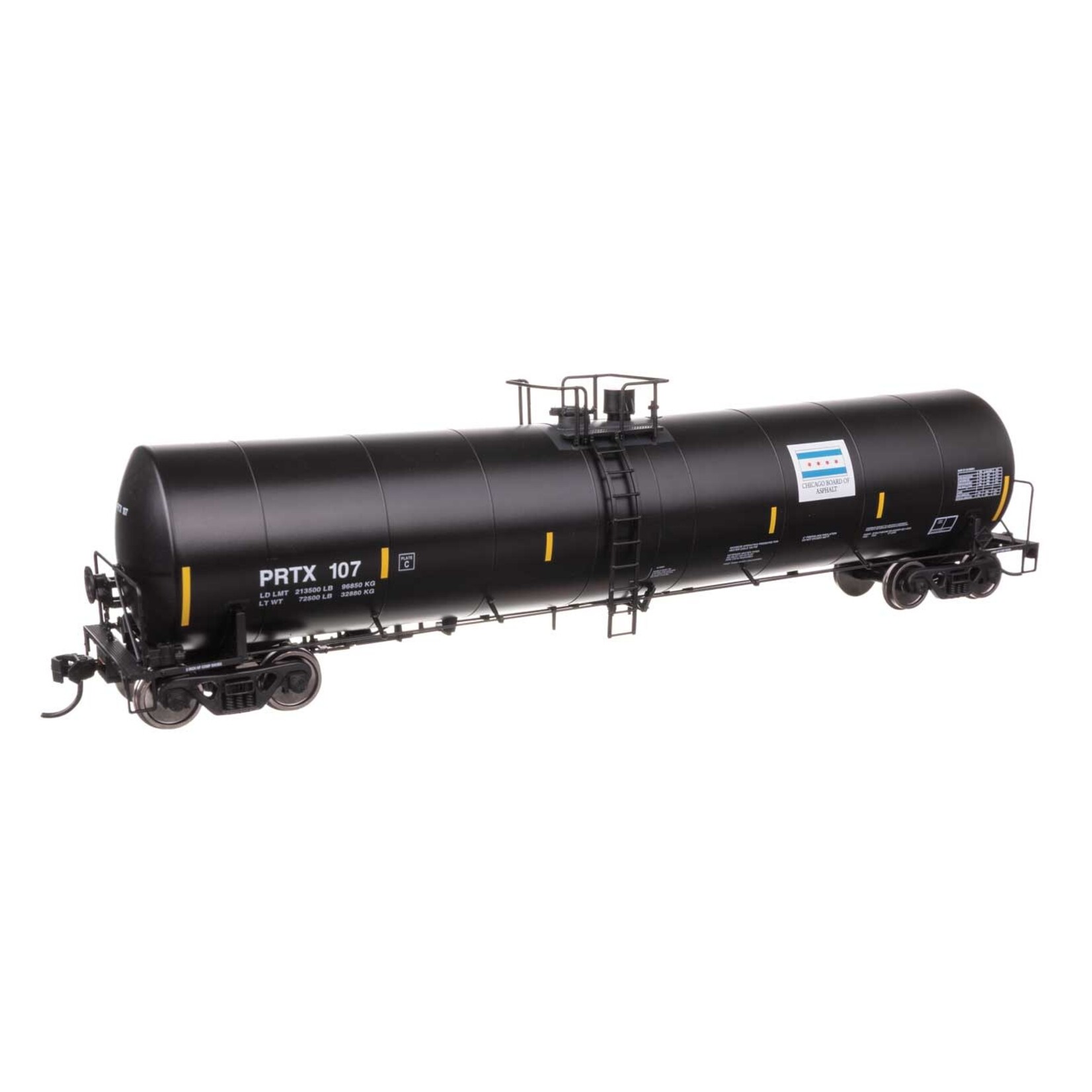 Walthers HO Trinity 25,000-Gallon Tank Car - Ready to Run -- Chicago Asphalt PRTX #107
