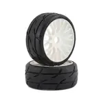 GT - TO3 Revo Belted Pre-Mounted 1/8 Buggy Tires (White) (2) (XM7) w/FLEX Wheel