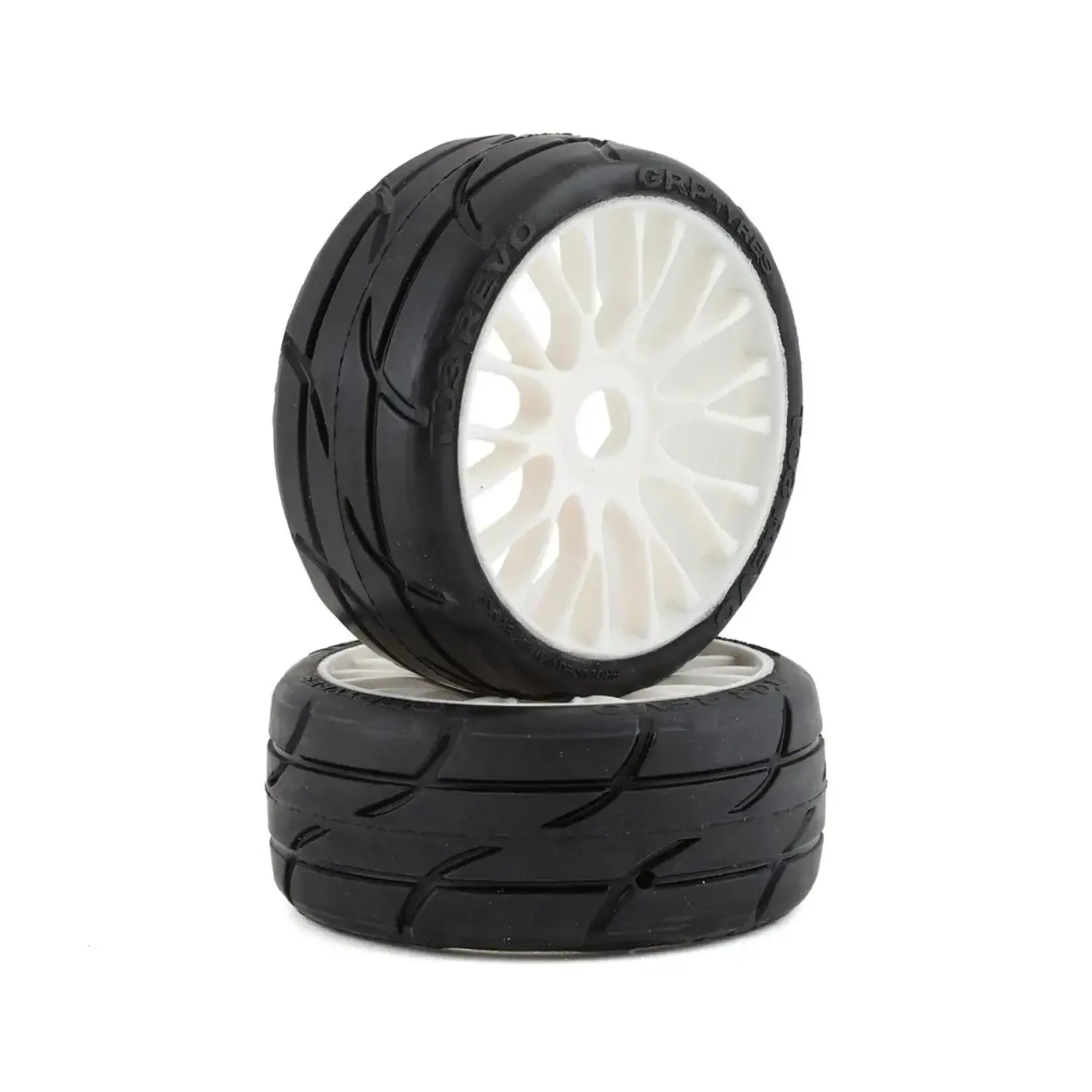 GT - TO3 Revo Belted Pre-Mounted 1/8 Buggy Tires (White) (2) (XM7) w/FLEX Wheel