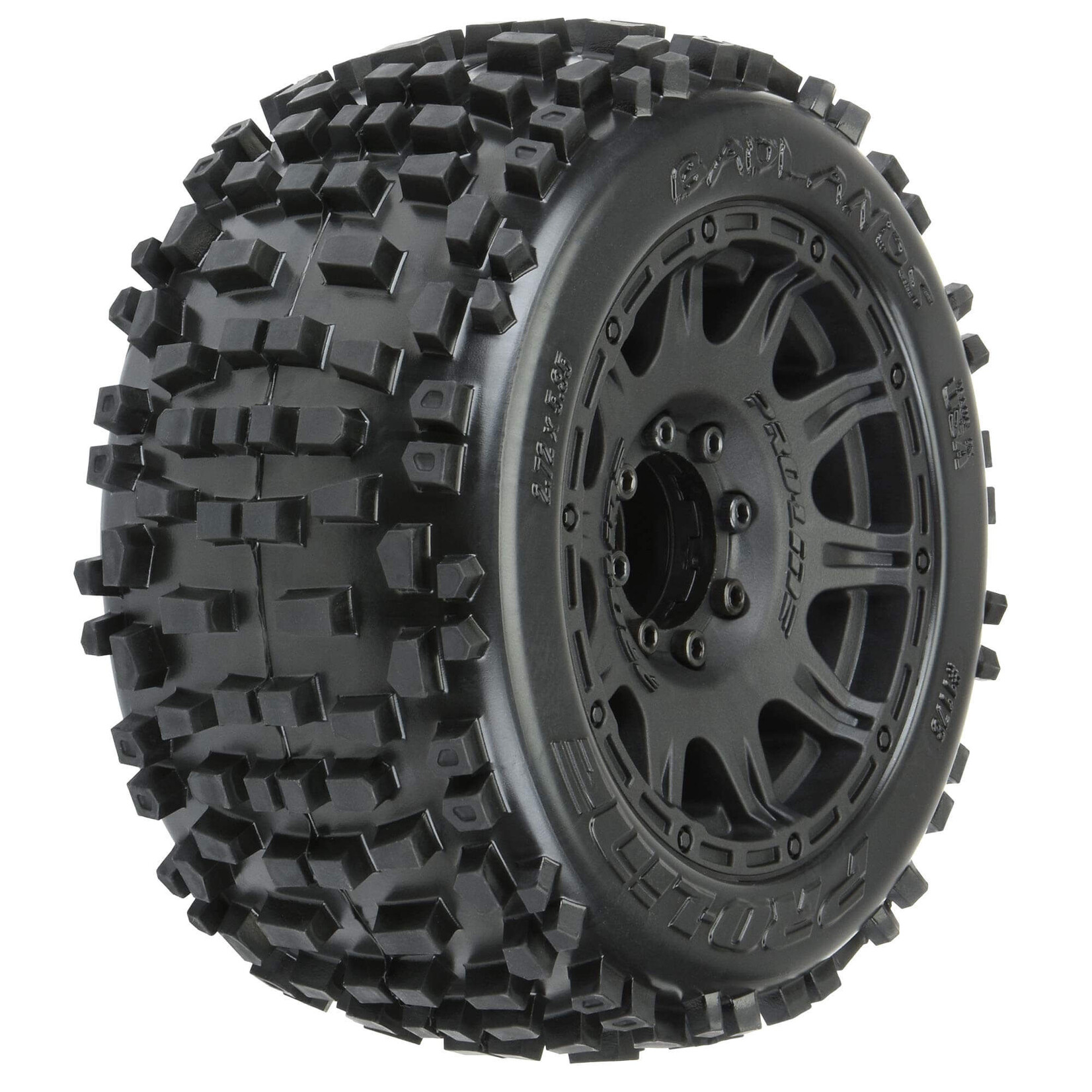 Pro-Line 1/8 Badlands F/R 3.8" MT Tires Mounted 17mm Black Raid (2)