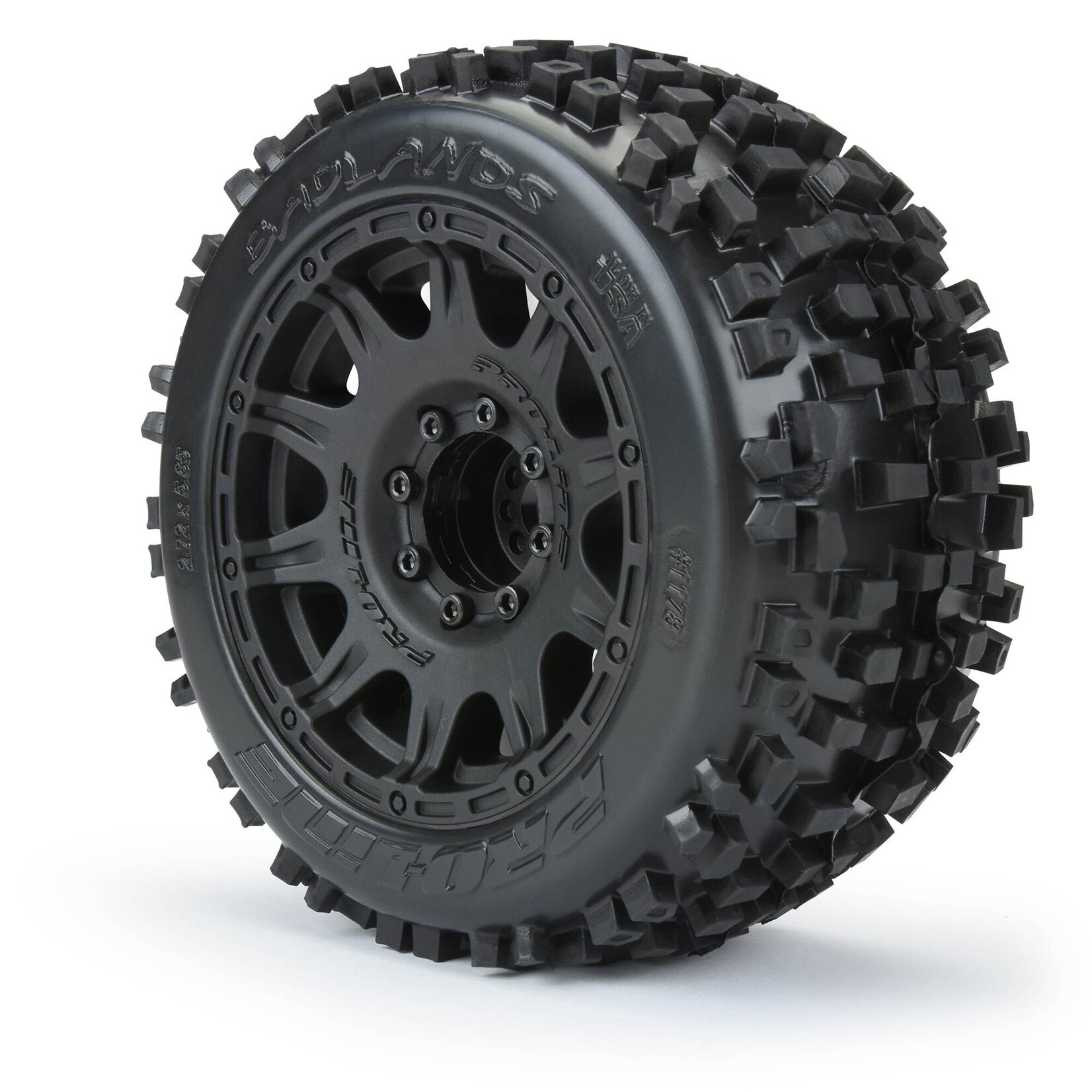 Pro-Line 1/8 Badlands F/R 3.8" MT Tires Mounted 17mm Black Raid (2)