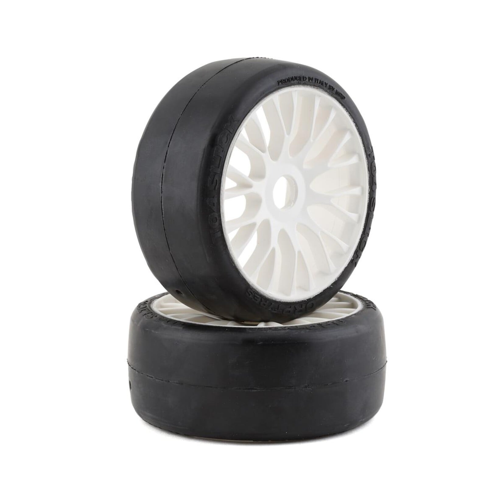 GRP Tires GT - TO4 Slick Belted Pre-Mounted 1/8 Buggy Tires (White) (2) (XM7) w/FLEX Wheel