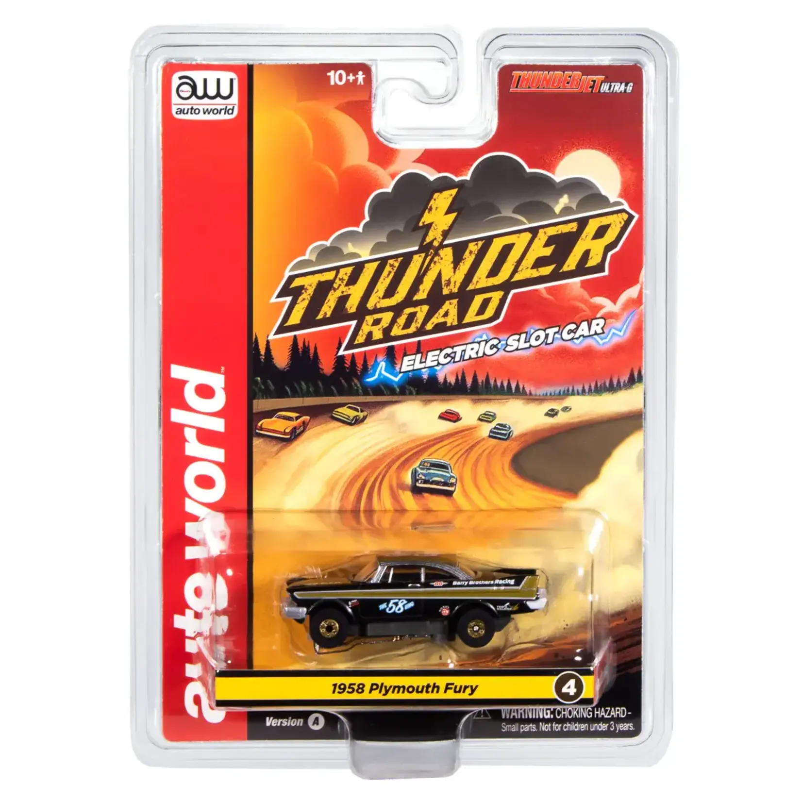 Thunderjet 1958 Plymouth Fury (Flat Black & Gold) HO Scale Slot Car