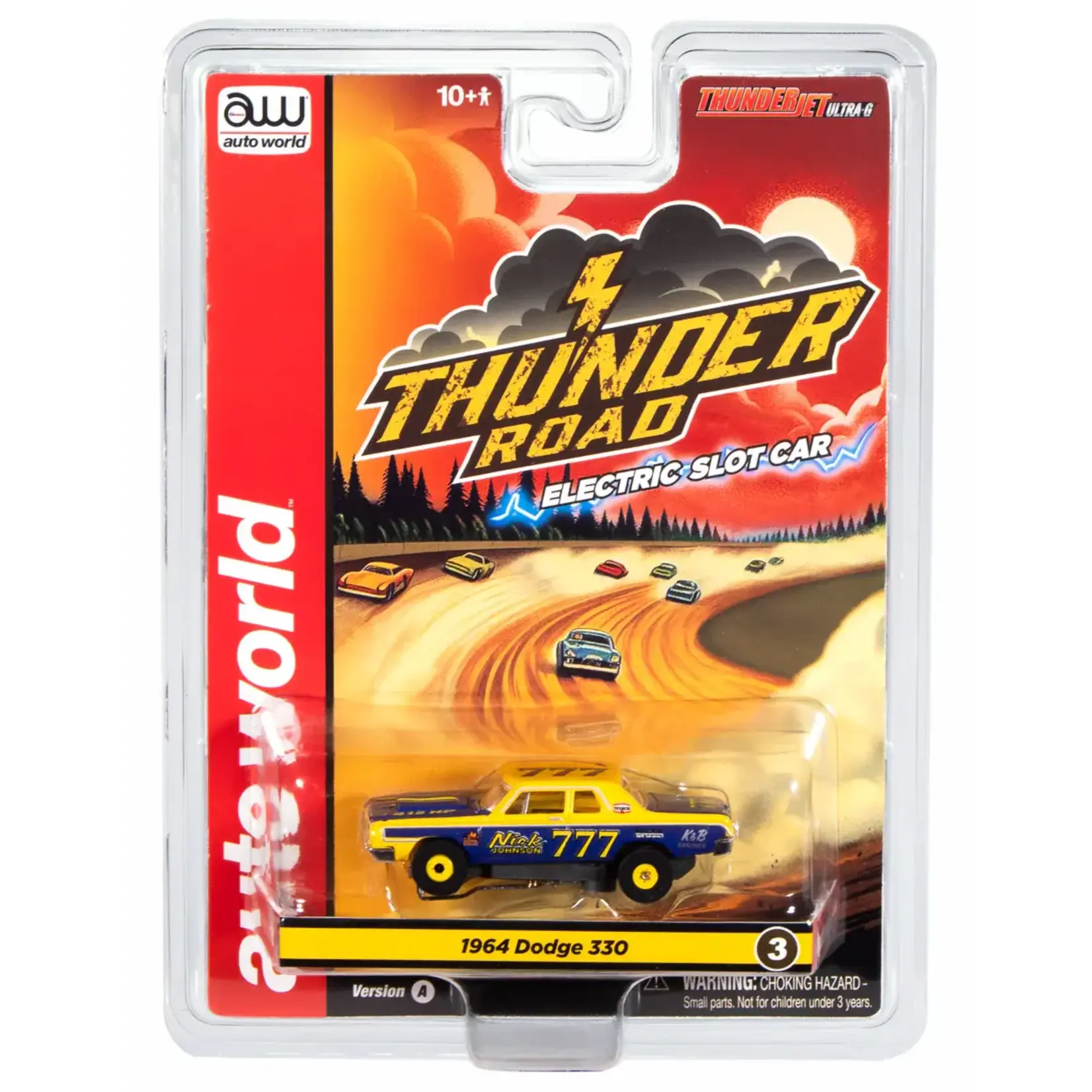 Thunderjet 1964 Dodge 330 Pro Stock (Yellow & Purple) HO Scale Slot Car