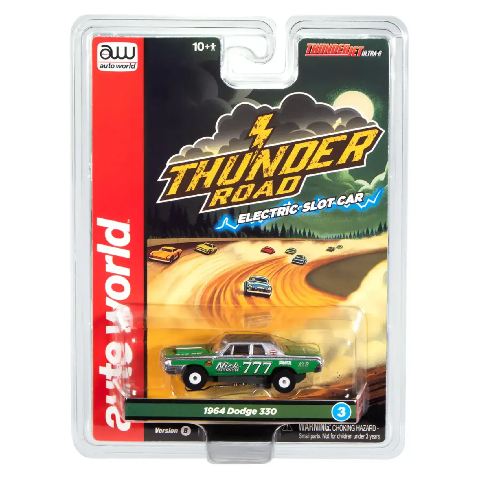Thunderjet 1964 Dodge 330 Pro Stock (Green & Silver) HO Scale Slot Car
