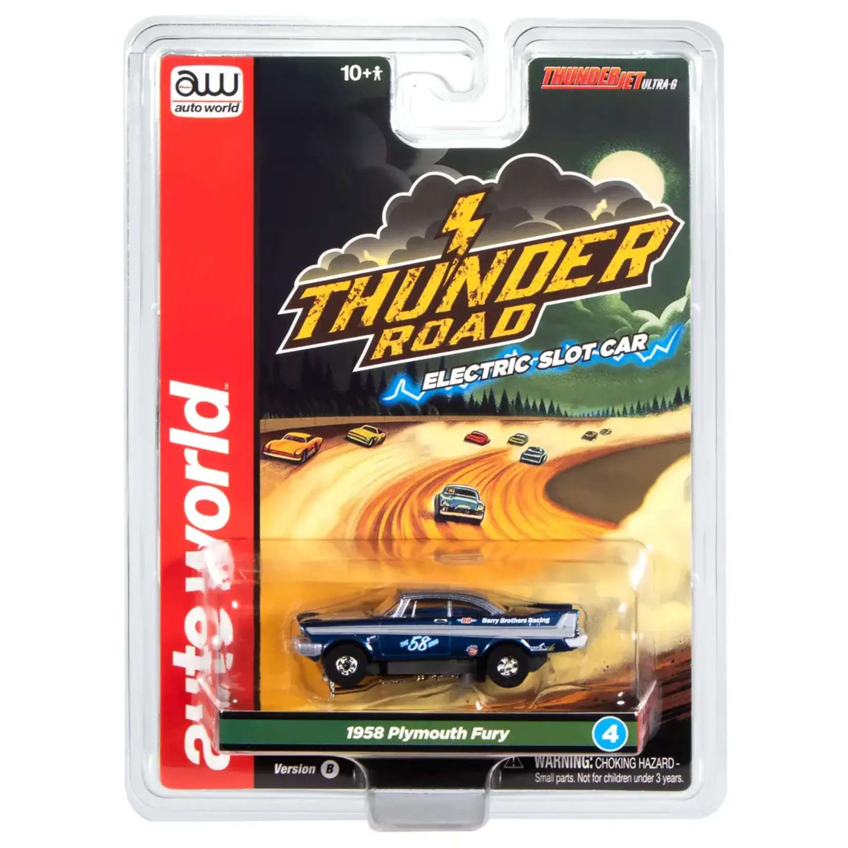 Thunderjet 1958 Plymouth Fury (Metallic Blue & Silver) HO Scale Slot Car