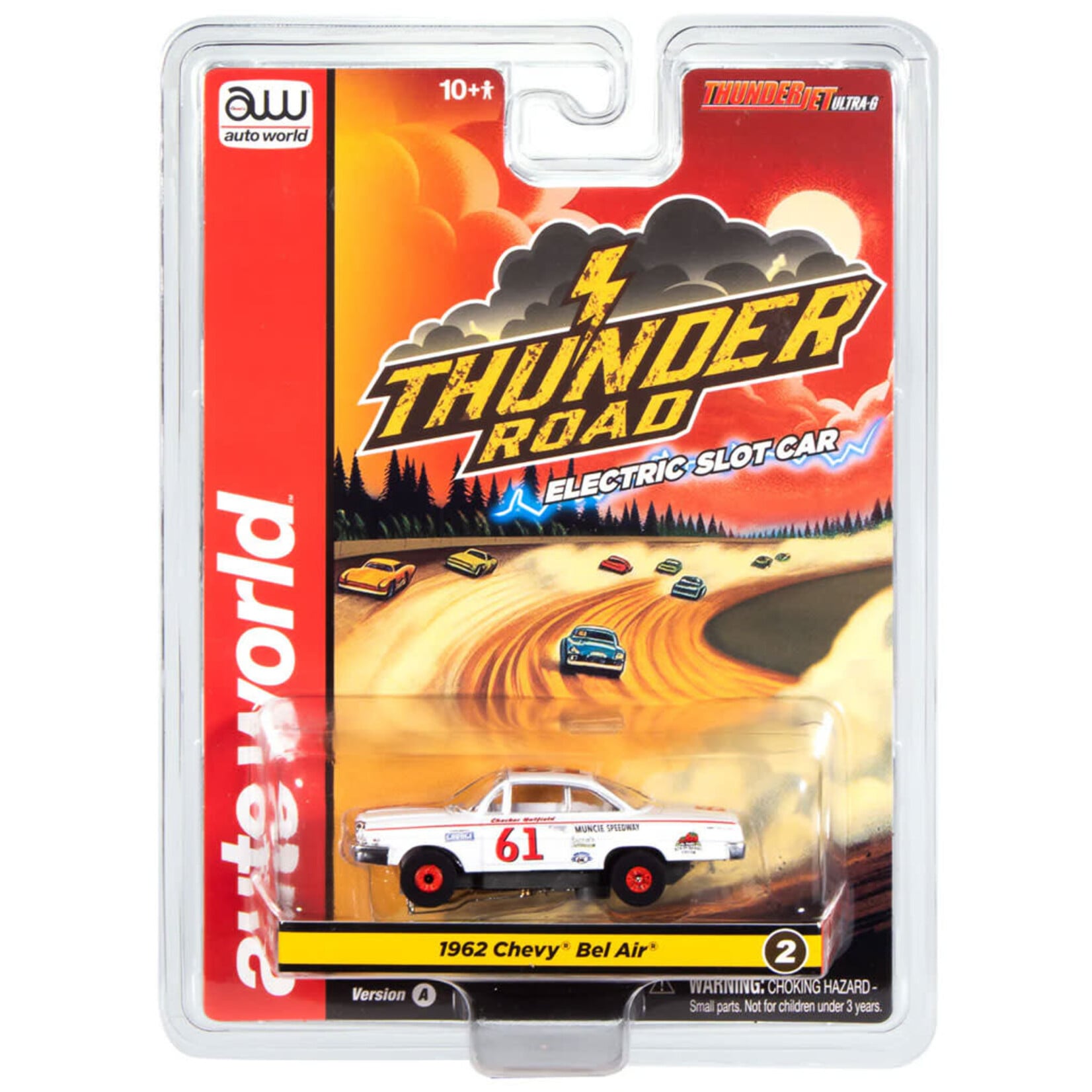 1962 Chevrolet Bel Air (White & Red) Thunderjet HO Slot Car