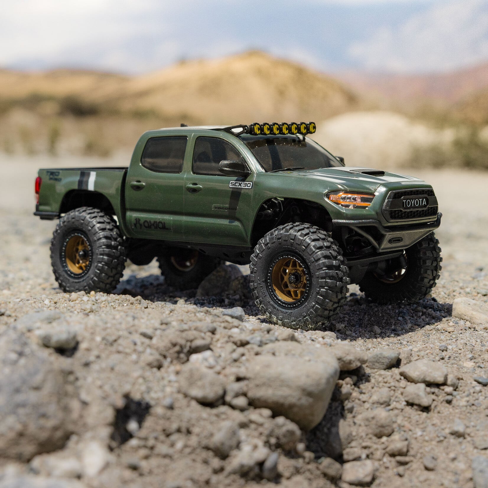 Axial 1/30 SCX30 Toyota Tacoma TRD Pro Extreme Off-Road 4X4 RTR Brushed Rock Crawler (Battery & Charger Included), Green