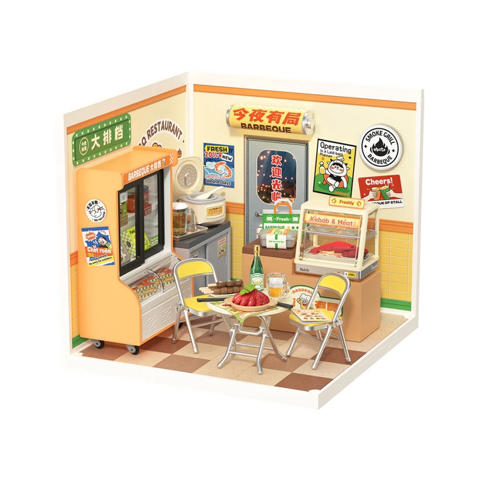 Robotime Night Out Food Stall, DIY Miniature House