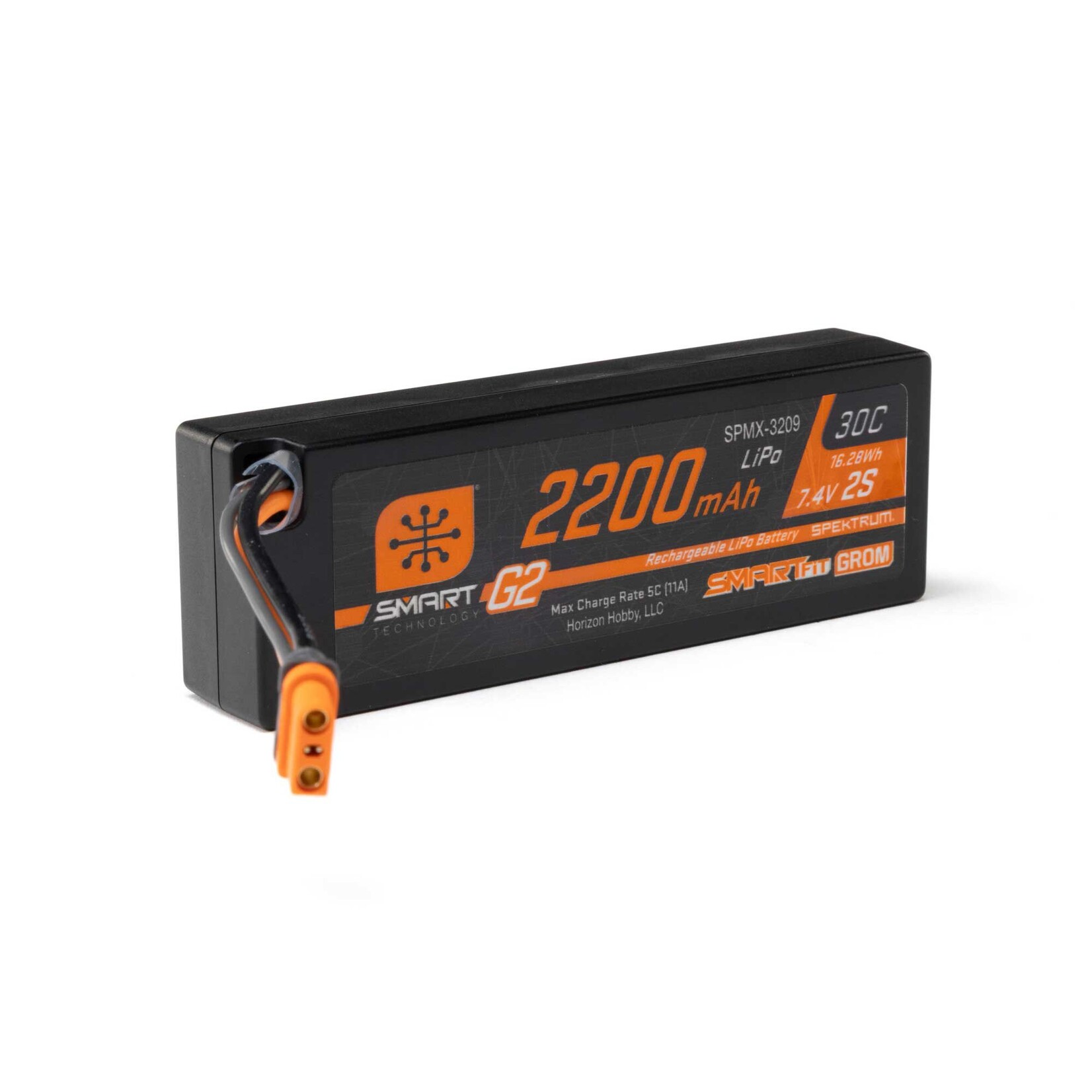 Spektrum 7.4V 2200mAh 2S 30C Smart G2 LiPo Battery: IC2 SmartFit Case