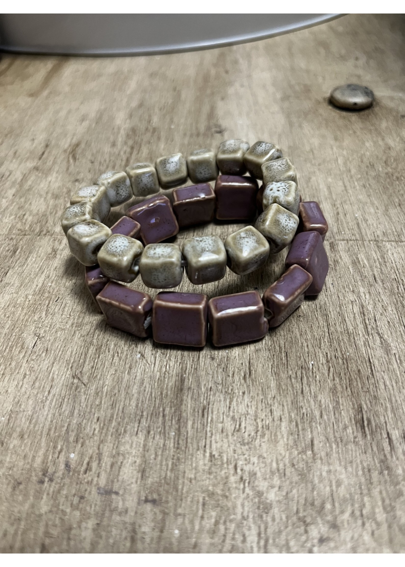 Clay Cube Bead Bracelet  - Lavender