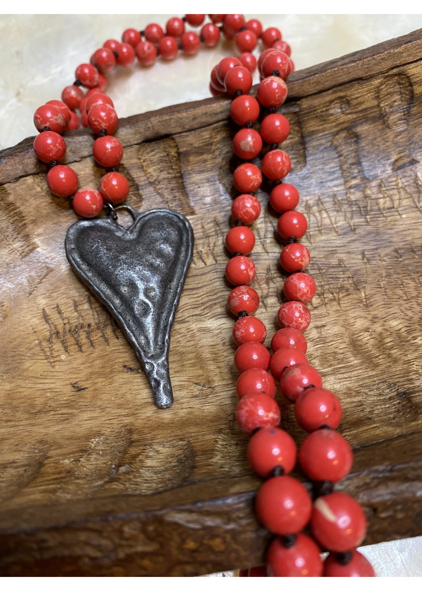 Red Stone Heart Pendant Necklace