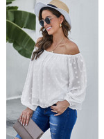 Never Say Never Swiss Dot Off the Shoulder Top - White