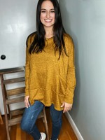Curvy Two Tone Butterscotch Dolman Loose Fit Top LS