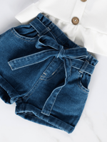 Baileys Blossoms Quinn Tie Waist Denim Shorts