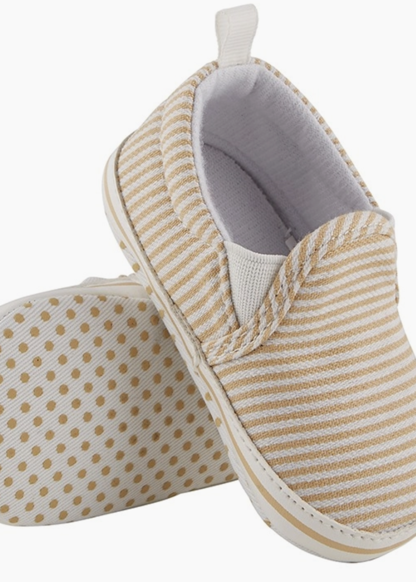 Stephan Baby Khaki Stripe Canvas Shoe 6-12 Months