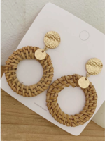 Esley Woven & Metal Circle Earrings