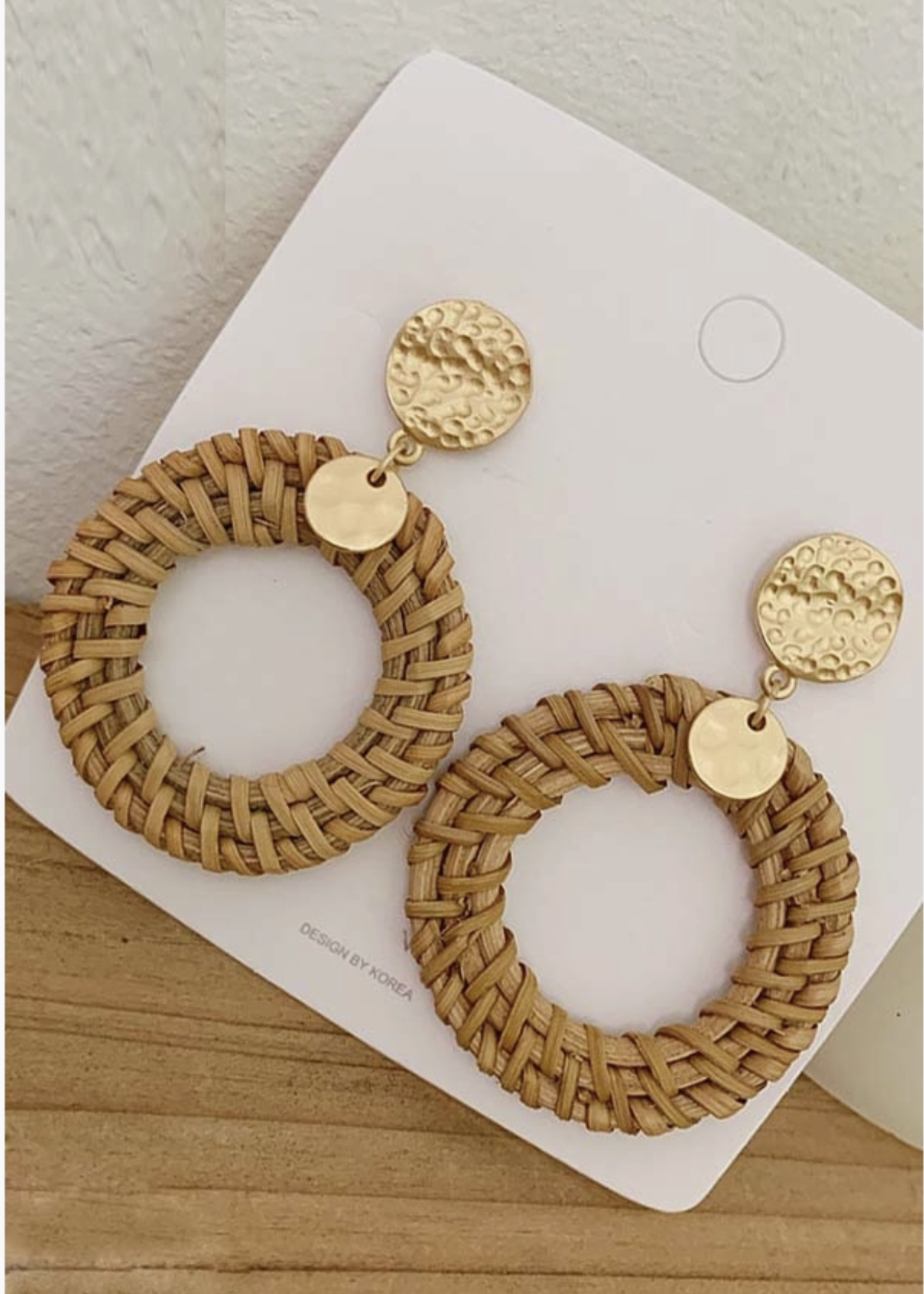 Esley Woven & Metal Circle Earrings