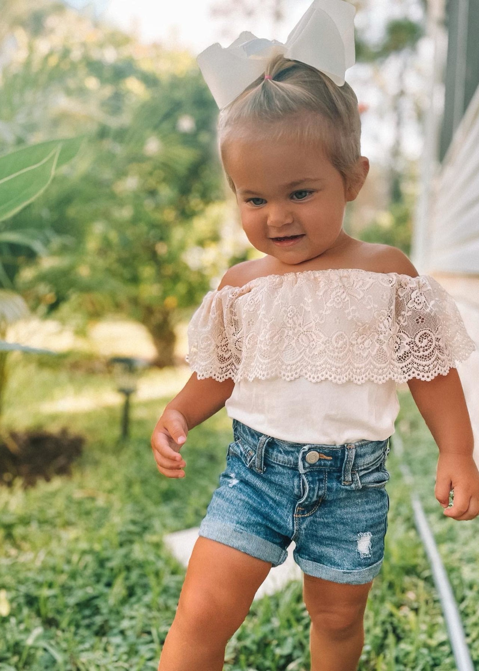 Baileys Blossoms Kenzie Lace Flutter Sleeve Leotard