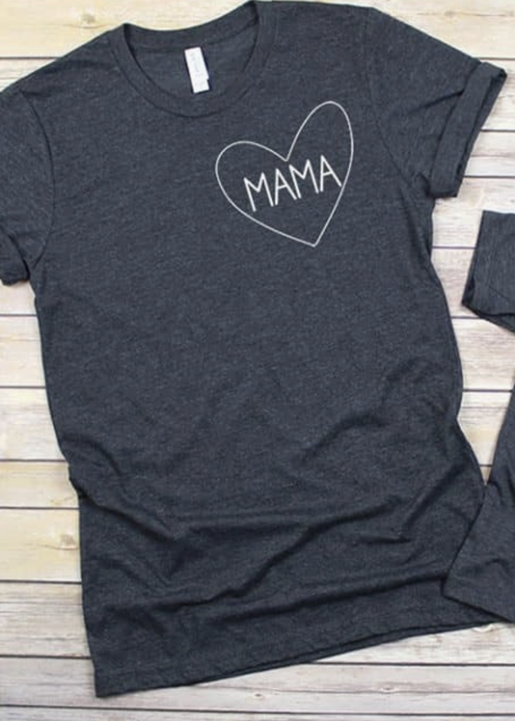 Midwest Tee's Mama Heart - Mommy and Me Dark Grey Heather