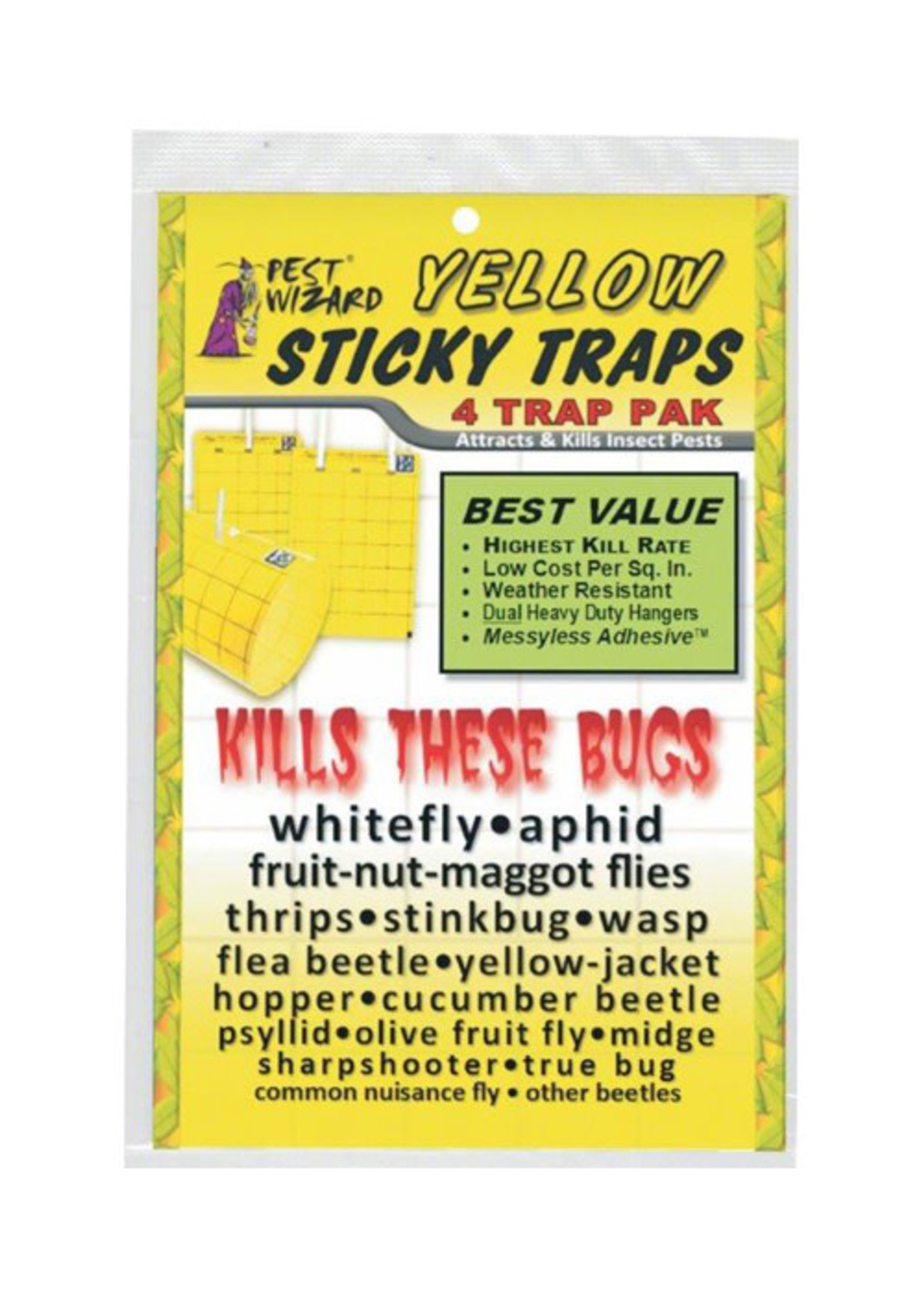 Pest Wizard Large Yellow Sticky Trap 4Pk