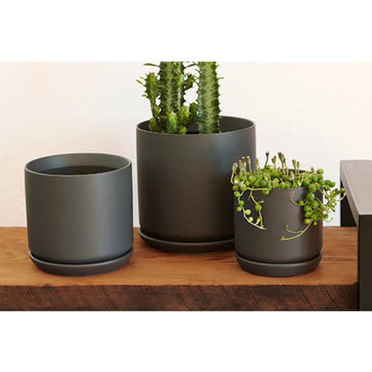 Palm Springs Palm Springs Cylinder with Saucer, Matte Cool Grey