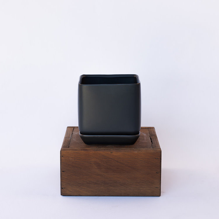 Palm Springs Palm Springs Cube with Saucer, Matte Cool Grey