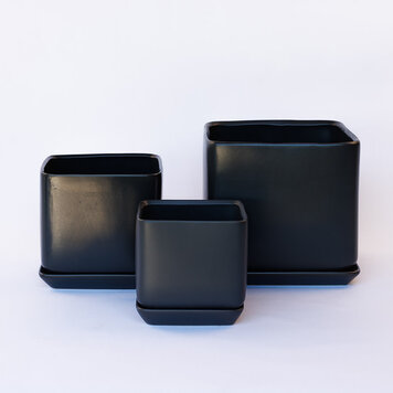 Palm Springs Cube Pot, Matte Grey