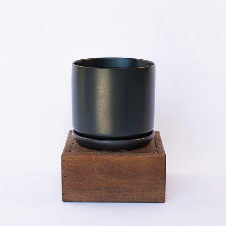 Palm Springs Palm Springs Cylinder with Saucer, Matte Cool Grey