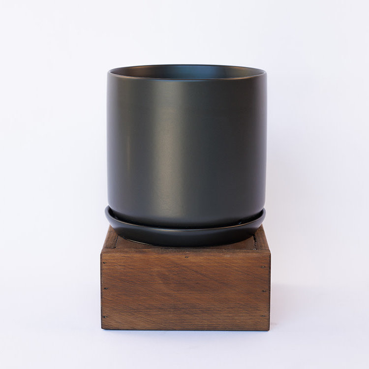 Palm Springs Palm Springs Cylinder with Saucer, Matte Cool Grey