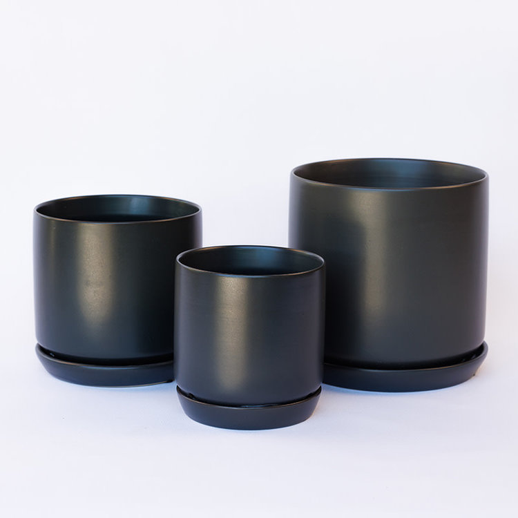 Palm Springs Palm Springs Cylinder with Saucer, Matte Cool Grey