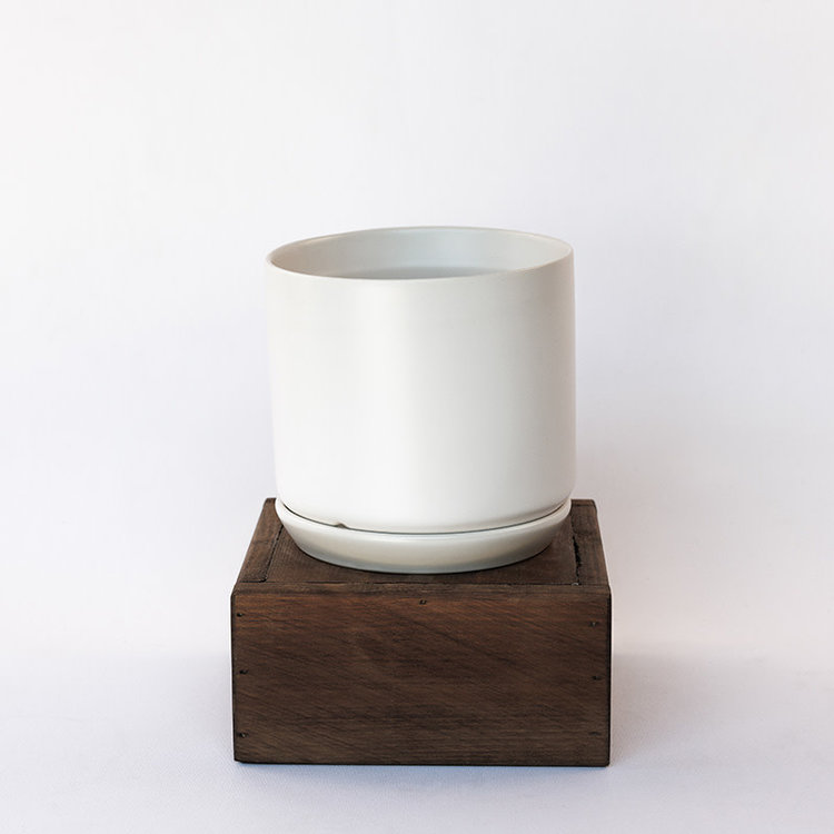 Palm Springs Cylinder with Saucer, Matte White