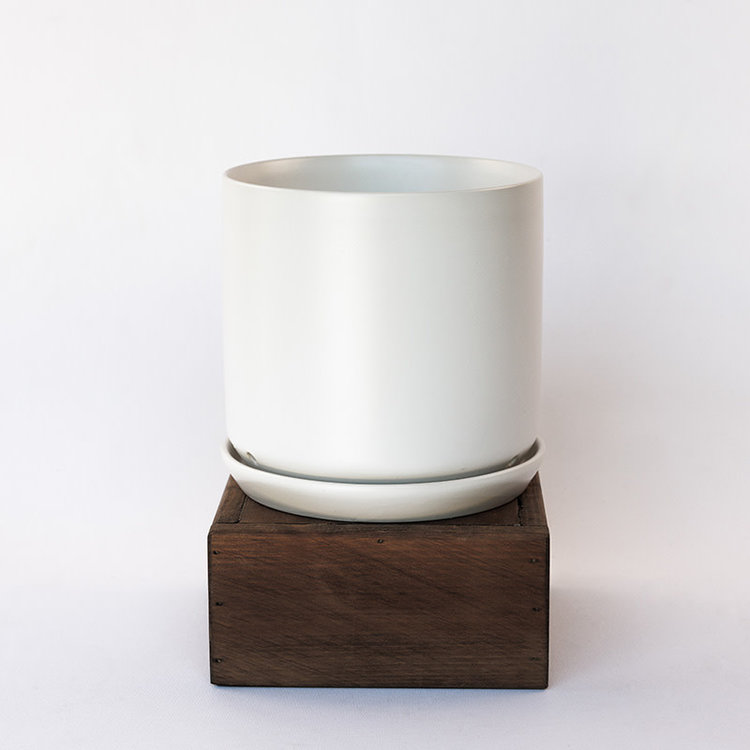 Palm Springs Cylinder with Saucer, Matte White