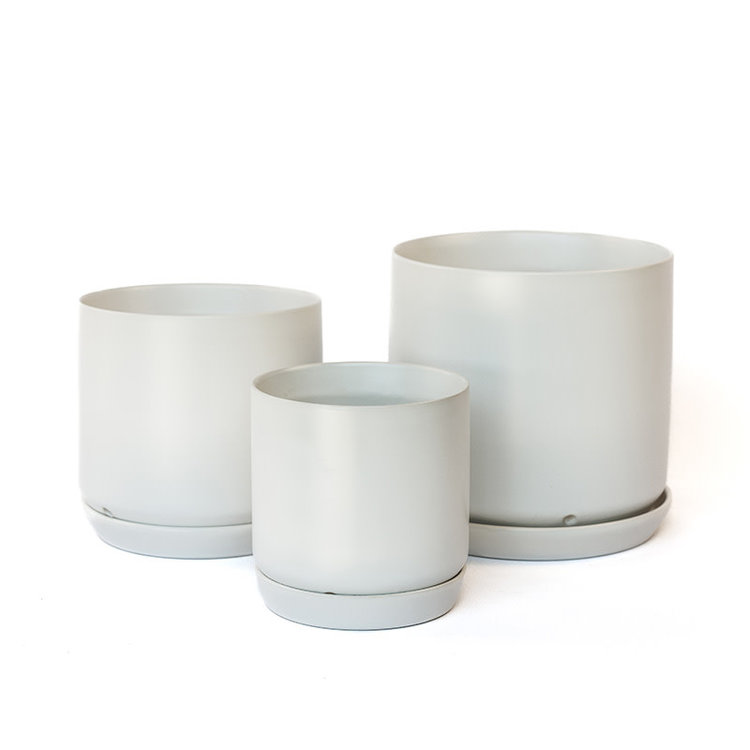 Palm Springs Cylinder with Saucer, Matte White