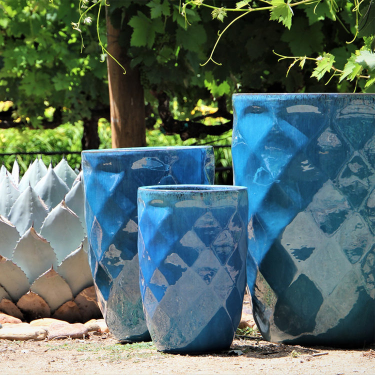 Pacific Home & Garden Medium High Diamond Planter, Falling Aqua