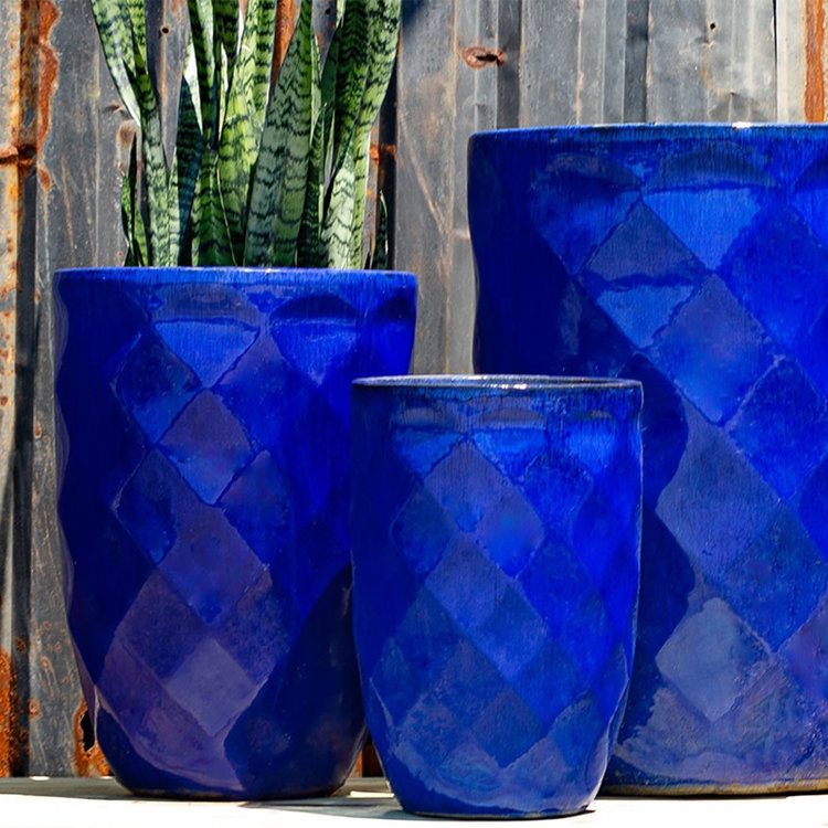Pacific Home & Garden Medium High Diamond Planter, Falling Blue