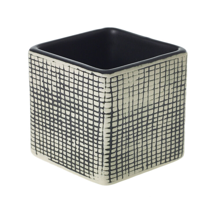 Accent Decor Checkered Cube Pot 3"x3"