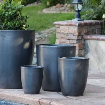 Tall Tapered Planter, Matte Black