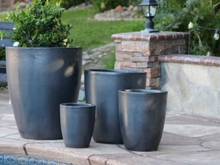 Tall Tapered Planter, Matte Black