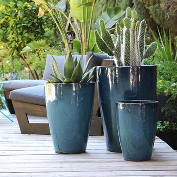 PHG Tall Tapered Planter, Green Mirage