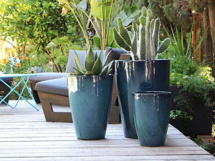 Tall Tapered Planter, Green Mirage