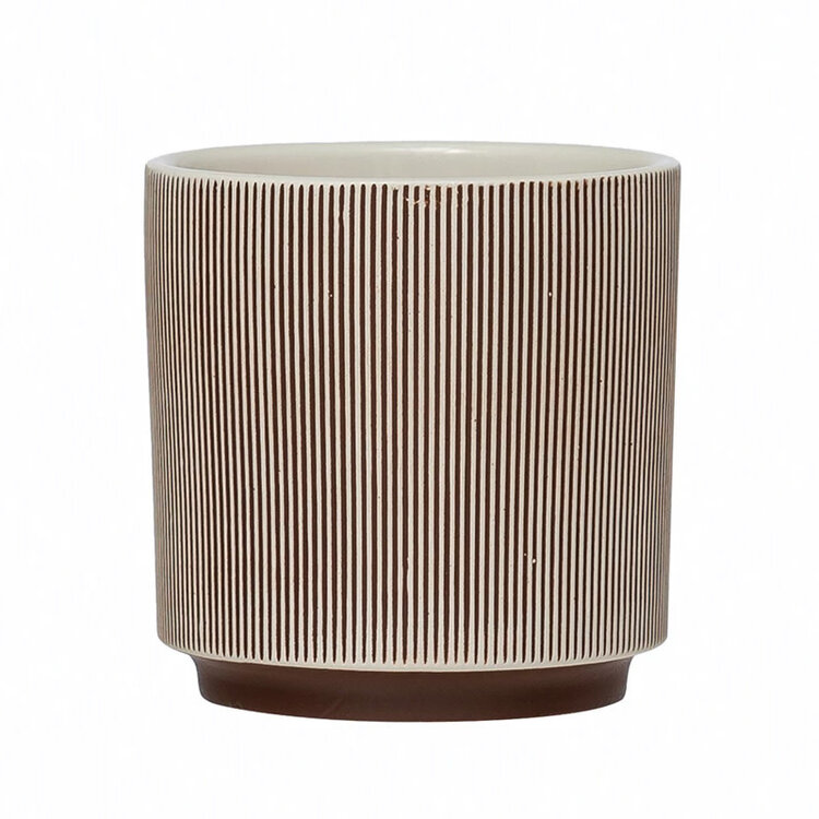 Bloomingville Stoneware Planter 3-1/5" r x3-1/5" h Brown/Cream